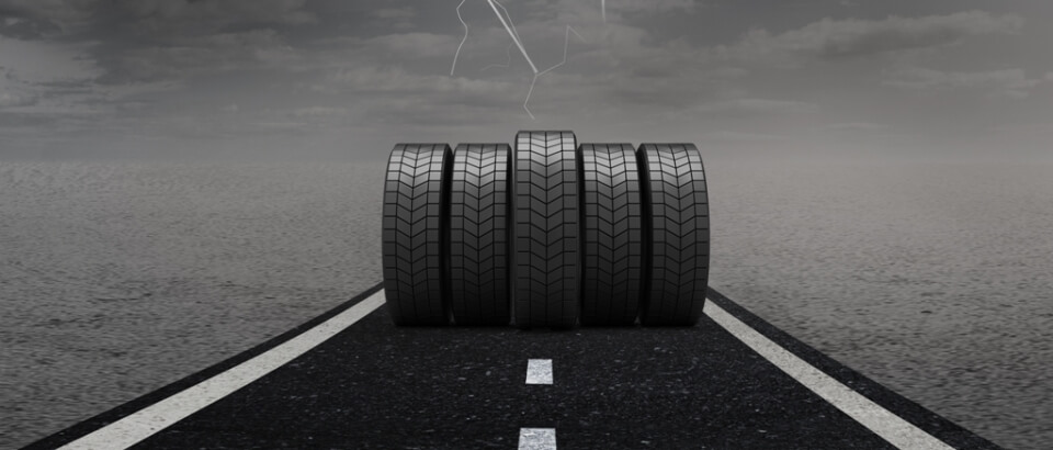 Tyres on road