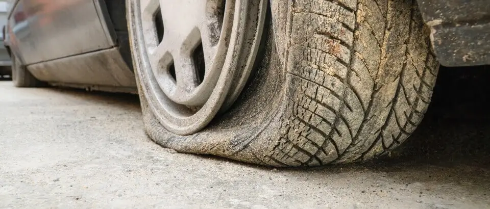 Burst Car Tyre